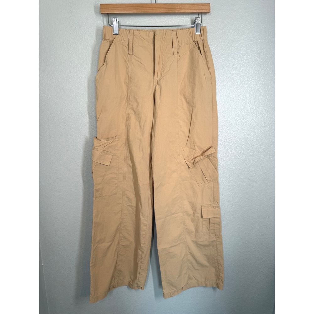 Elodie Womens Cargo Pants XS Beige 100% Cotton Elastic Waist Utility Gorpcore